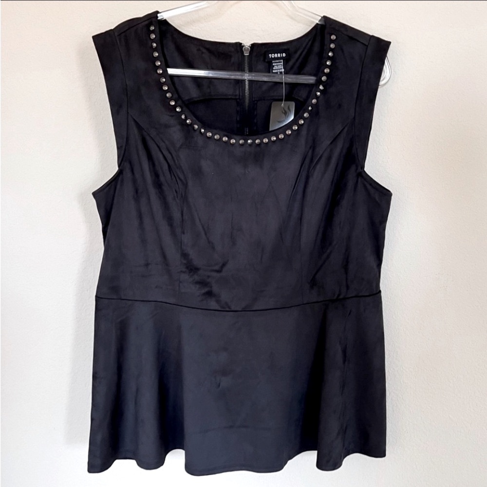 Torrid Black Faux Suede Studded Sleeveless Top
